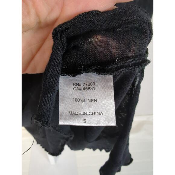 CHASER Linen Cutout Back Long Sleeve Black Top Small - Picture 7 of 9